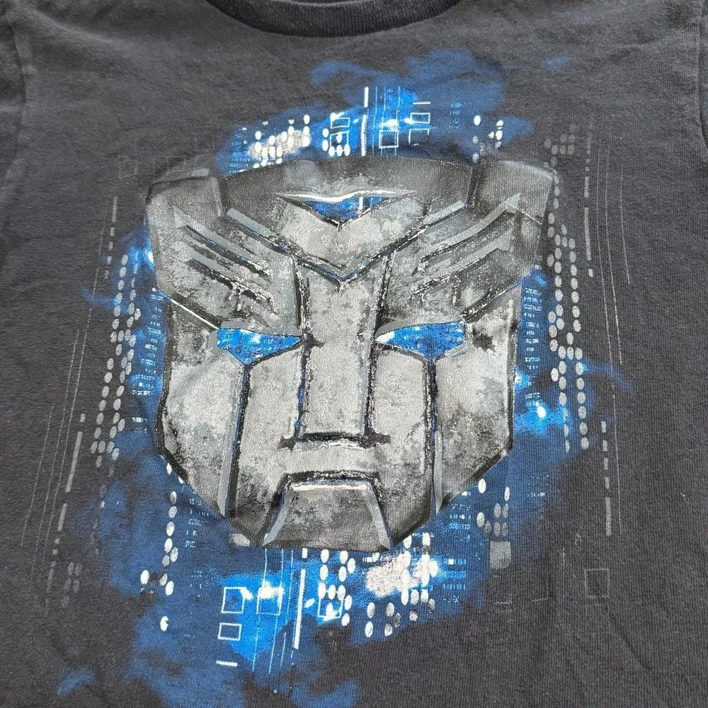 Vintage Transformers Boys Size 8 T-Shirt Optimus Prime Black Blue Graphic Tee
